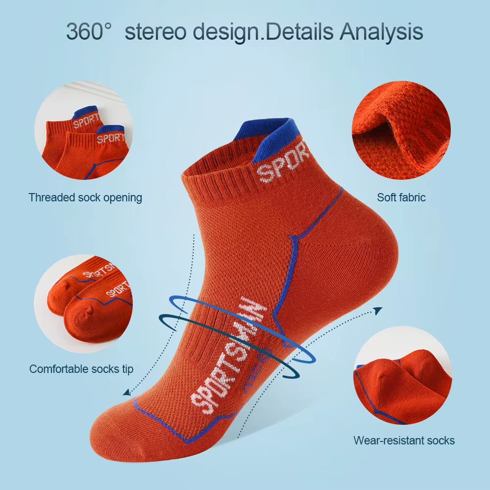 6 Pairs Socks Men'S Short Socks Sweat Absorbent and Odorous Basketball Socks Running Sports Socks Breathable Mesh Men'S Socks